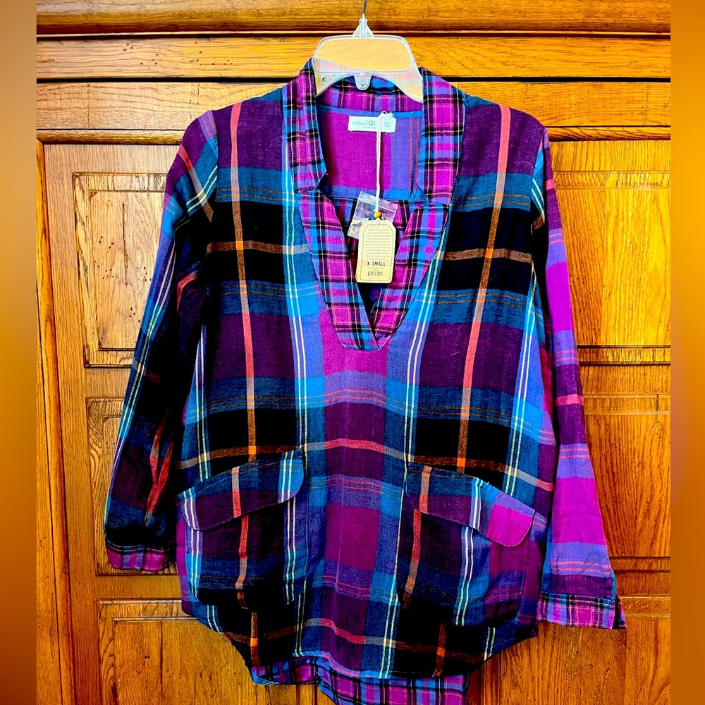Natural Life Purple Plaid shirt